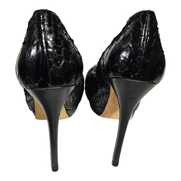 ALEXANDRE BIRMAN Black Python Open Toe Heels - Size 9 - Picture 4 of 7
